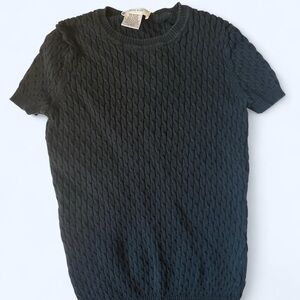 Kate Hill Black Textured Short Sleeve Top